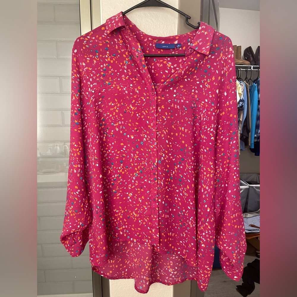 Pink polka dot blouse